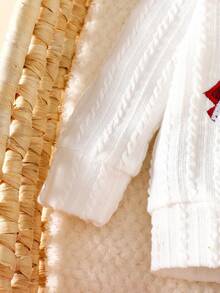 SHEIN Herbst Neugeborenes Mädchen Weiß Besticktes Langarm-Oberteil kombiniert mit rosa Hose 2 Stücke Lässig Set, einfach, modisch und vielseitig