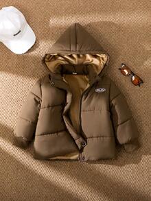 秋冬新款韩版青年男童厚夹克，字母刺绣立领休闲拉链外套