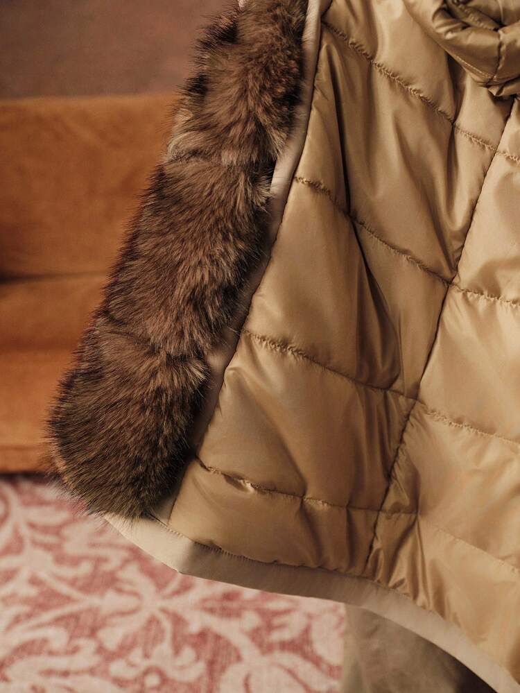 플러스플러스 사이즈 여성용 럭셔리 인조 모피 칼라 신치 허리 두꺼운 코트, 가을, 가을, 겨울, 외출, 우아함, 포멀, 파티, 시크, 새해, 여성용 겨울 코트, 크리스마스, 직장, 졸업, 결혼식에 적합