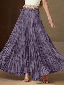 MOTF PREMIUM FALDA ASIMÉTRICA CON BAJO FLUIDO Y TEXTURA - Morado - Ver 3