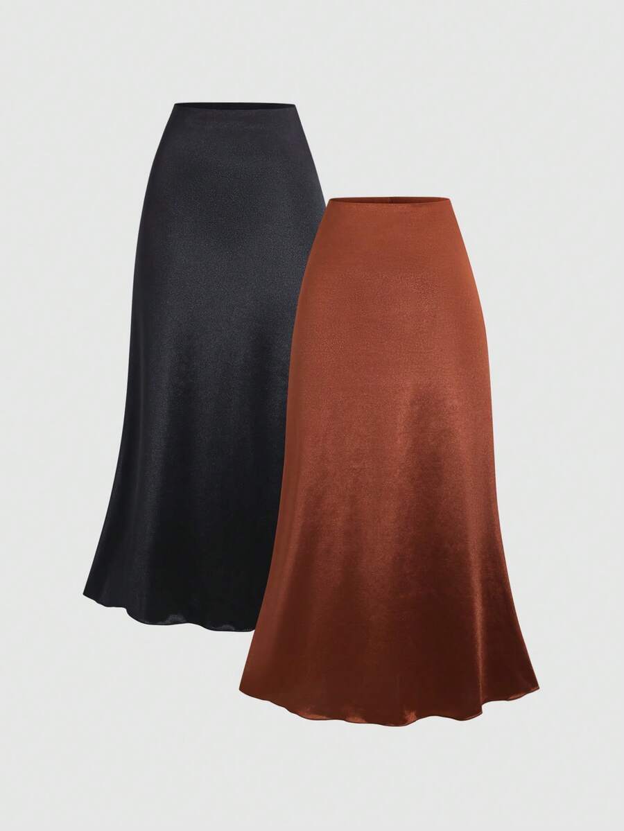 Sweetra Women's Elegant Velvet Skirt, Versatile For Everyday Wear, Autumn/Winter - Multicolor - View 1