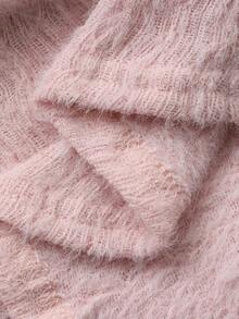 DAZY 女士长袖纹理毛绒系带领口抽绳喇叭袖上衣，粉色，秋冬Y2K风格 - 西瓜粉 - 查看 3