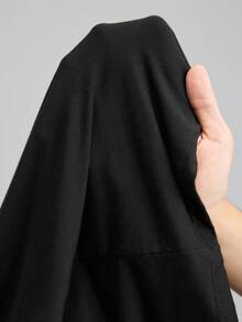 Ontre Vestido largo de mujer para otoño/invierno 2025, color negro, plisado, cintura ceñida, cuello en V, manga larga, minimalista y elegante, para uso en la oficina