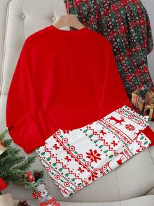 Velminro Men's Merry Christmas Pattern Pajama Set, Suitable For Family Gatherings, Great Gift - Red - View 5