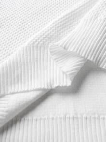 Manfinity Bizformal 男式撞色半拉链休闲长袖套头衫 - 白色 - 查看 7