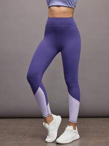 Activina Leggings sin costuras de cintura alta con bloques de color - Morado - Ver 8