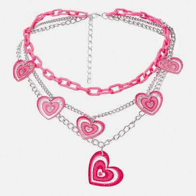 Y2Kool Collier à plusieurs rangs avec pendentif en forme de cœur, idéal pour la Saint-Valentin