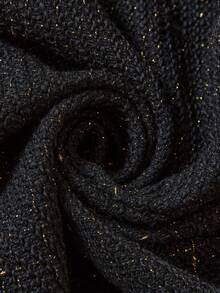 Comfylo Plus Size Women Elegant Commuter Color Block Trim Black Coat, Christmas Winter New Year Thanksgiving Party Elegant Luxury - Black - View 9