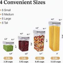 Set 2 Buah / 4 Buah Wadah Tertutup Multifungsi untuk Biji-bijian dan Makanan Kering (2,8L), Mudah Disimpan, Sangat Cocok untuk Pengorganisasian Dapur dan Perlengkapan Sekolah - Putih - View 2