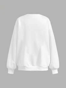 Girlism Teen Girls' Basic Casual Letter Print Sweatshirt Set, Black & White - Black and White - View 9