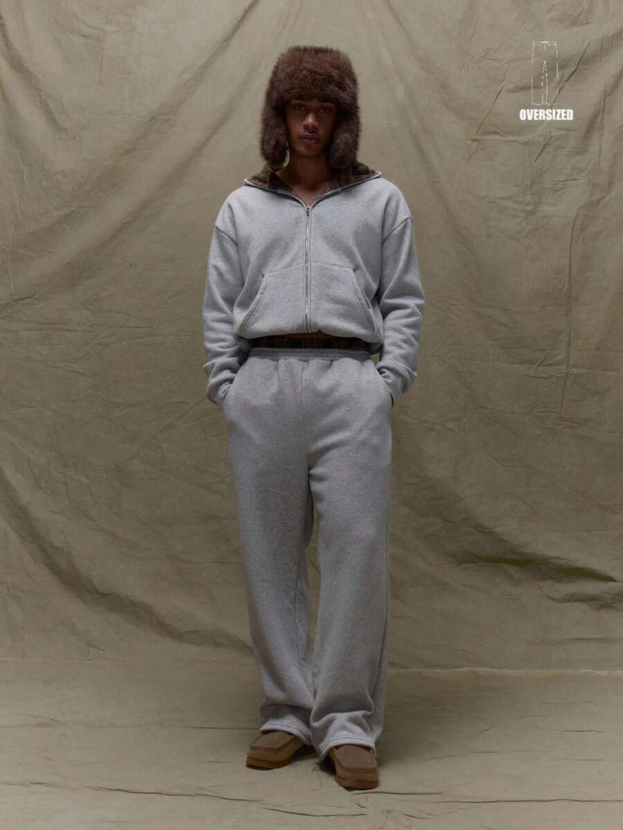 Musero Men Loose Fit Basic Style Premium Jogger Checkered Boxer Style Double Waistband Fall SPRING SUMMER - Grey - View 1