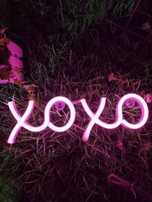 1 件粉色 XOXO LED 霓虹灯，电池/USB 供电壁挂装饰，卧室派对用品，适合节日、酒吧、卧室装饰、节日派对、情人节礼物 - 均碼 - 查看 7