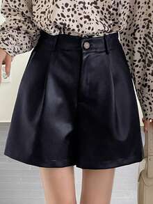 DAZY Women's Solid Color Casual Shorts - Navy Blue - View 3