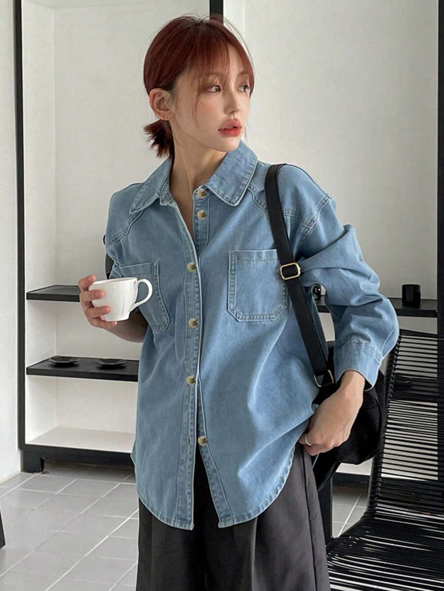 DAZY 女士长袖牛仔上衣