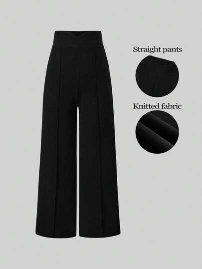 Sweetra Women's Casual High-Waisted Wide-Leg Solid Color Pants Fall Cloth For Women