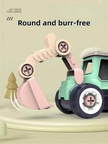 可拆卸工程车玩具 DIY 螺母组装积木套装，带滑道和挖掘功能，适合亲子互动，是圣诞节和生日送给孩子的礼物