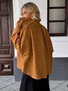 Chiquease Chaqueta elegante de mujer de manga larga y cuello francés, adecuada para primavera, otoño e invierno, blusa de mujer de moda apropiada para ropa de estilo campestre, chaqueta casual - Marrón - Ver 2