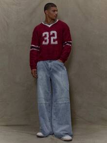 Musero Basic Style Baggy Wide Leg Denim Jean Trouser Winter - Dark Wash - View 1