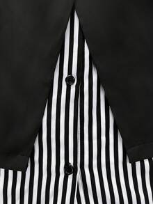 GlowEve CURVE Plus Size Black And White Striped Patchwork Casual Shirt Businesschic - Black and White - View 6