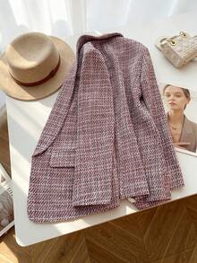 Franclia 女士优雅长袖简约日常西装外套 - 紅色 - 查看 2