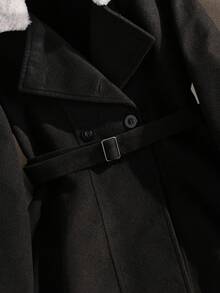 SHEIN 少女优雅翻领系带A字公主风正式礼服外套，适合通勤、派对和重要场合 - 杏色 - 查看 5