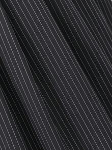 SHEIN Sweetra Young Teenager Mädchen Pendler Schwarz Strick Patchwork gestreiftes Volant Saum Langarm Kleid, vielseitig für Frühling & Herbst - Schwarz - Übersicht 4