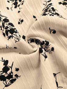 SHEIN LUNE 女式梭织印花夏季休闲衬衫 - 杏色 - 查看 5