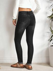 EMERY ROSE SpringHigh Waist Ripped Skinny Jeans Women Jeans High Waisted - الأسود - مشاهدة 3