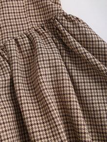 Sweetra Váy ngắn thiết kế eo thanh lịch cổ điển dành cho nữ, họa tiết kẻ caro màu cà phê, thu/đông - Cà phê - Xem 4