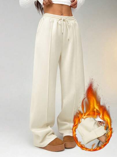 SHEIN EZwear 卵石缝线细节直筒运动裤