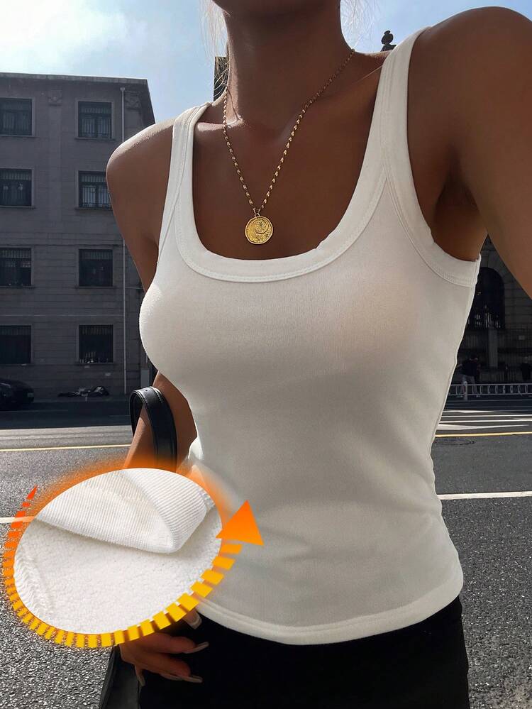 Women's Solid Color Round Neck Ribbed Slim Fit Casual Camisole