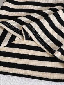 Tween Girl Striped Lapel Drop Shoulder Long Sleeve T-Shirt And Wide Leg Pants Casual Loose Suit, Autumn - Multicolor - View 7