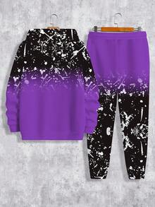 Manfinity Roughcore Bộ áo hoodie và quần nỉ in họa tiết ombre dành cho nam - Nhiều màu - Xem 2