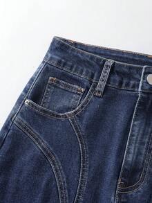 GlowEve Women's Casual Commuter Versatile Denim Midi Skirt With Pockets Maxi Long Jean Skirt Women S Dark Blue Skirt