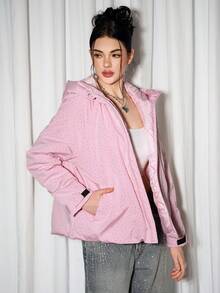 Sweetina 可爱的全水钻紫红色毛绒滑雪夹克 - 淺粉色 - 查看 3