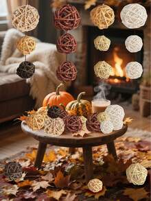 15 piezas - Bolas de ratán y mimbre de colores mixtos - Esferas decorativas naturales para manualidades DIY, decoración de boda, árbol de Navidad, adornos para el hogar, relleno de jarrones - 5 colores surtidos, 45 mm, negro, gris, marrón y blanco, negro, bolas grandes de ratán y mimbre - Mezcla de 5 colores, bolas decorativas para tazones, relleno de jarrones, decoraciones de mesa de café, centros de mesa para fiestas de boda, confeti decorativo, 3 cm/4 cm/5 cm - Multicolor - Ver 9