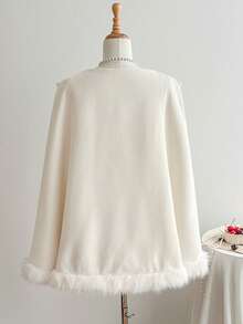Comfortcana Women's Solid Color Minimalist Everyday Bow Decor Long Sleeve Regular Jacket - Beige - View 2