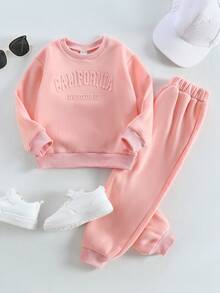 少女杏色休闲运动两件套运动服套装，春秋季