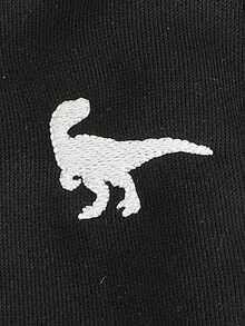 SHEIN 1pc Young BoyKnit Sweatshirt, Cute Dinosaur Embroidery 2 In 1 Classic Casual Pullover For Autumn/Winter - Black and White - View 6
