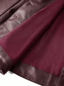 Ellevyn Chaqueta de mujer de unicolor de manga larga con doble botonadura, elegante y de moda, de PU, para otoño e invierno