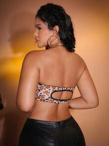 Leopard Print Strapless Invisible Bra For Women, Wireless Seamless Backless Bra, Thin Breathable Bra ClassicAnimalPrint - Multicolor - View 2