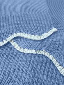 Calvaya 大码休闲拼色毛衣，秋冬 - 薄荷藍 - 查看 7