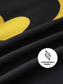 BATMAN X SHEIN 3pcs Black All-Over Bat Print Duvet Cover Set, Brushed Material, Soft And Warm, Multiple Sizes, Suitable For Single/Double/Queen/King Size Beds