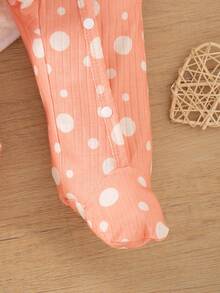 SHEIN Playful Pals Bộ đồ liền thân dài tay họa tiết trái tim cầu vồng dễ thương cho bé sơ sinh màu san hô - Nhiều màu - Xem 4
