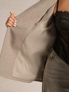 SHEIN BAE Poncho manteau casual couleur unie grande taille pour femmes, automne/hiver - Kaki - Voir 8