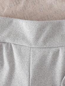 SHEIN 女婴时尚连帽长袖卫衣和喇叭裤套装 - 灰色 - 查看 4