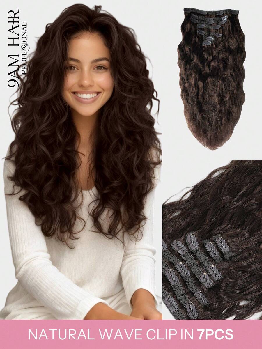 Ekstensi Rambut Manusia Jepit Gelombang Alami 120g/Set Ekstensi Jepit Rambut Seluruh Kepala Gaya Brasil untuk Wanita, Kostum Musim Dingin, Natal, Halloween, Pakaian Musim Gugur Wanita - S2 - View 1