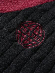 Manfinity Campus Court Herren Kontrast-Kragen Lässig Strickweste, Herbst/Winter