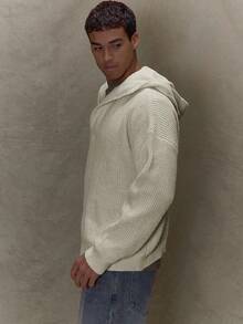 Musero Men Long Sleeve Oversized Heavy Premium Knit Hooded Jumper Sweater SPRING SUMMER Essentials - Apricot - View 3