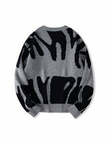 SHEIN X Jwoww Sparklyn 少女鬆身圓領毛衣 - 灰色 - 查看 2